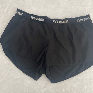 Ivy park logo black running shorts Sz large built in panty  *ck measurements